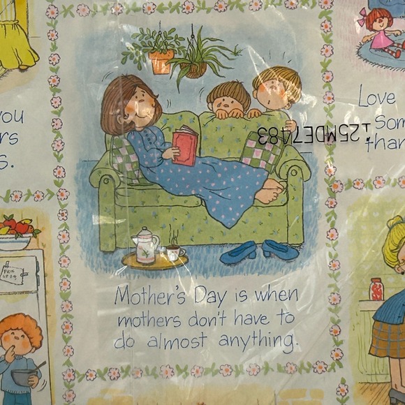 Vintage Hallmark Mothers Day Gift Wrap Ensemble Bow Card Wrapping Paper Sheets - Picture 9 of 12